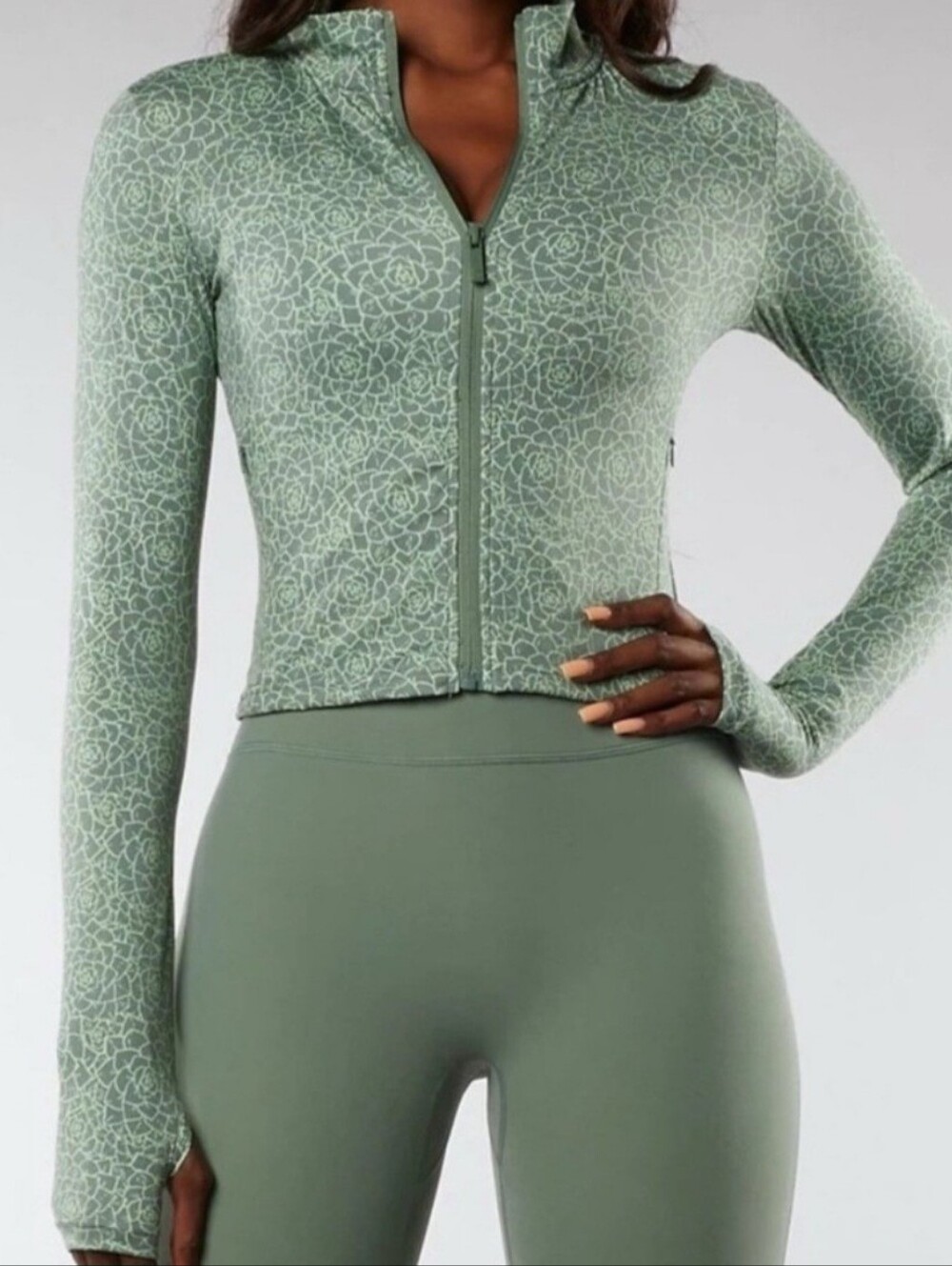 Buffy Bunny Green Eden Succulent Print Workout Jacket XXL